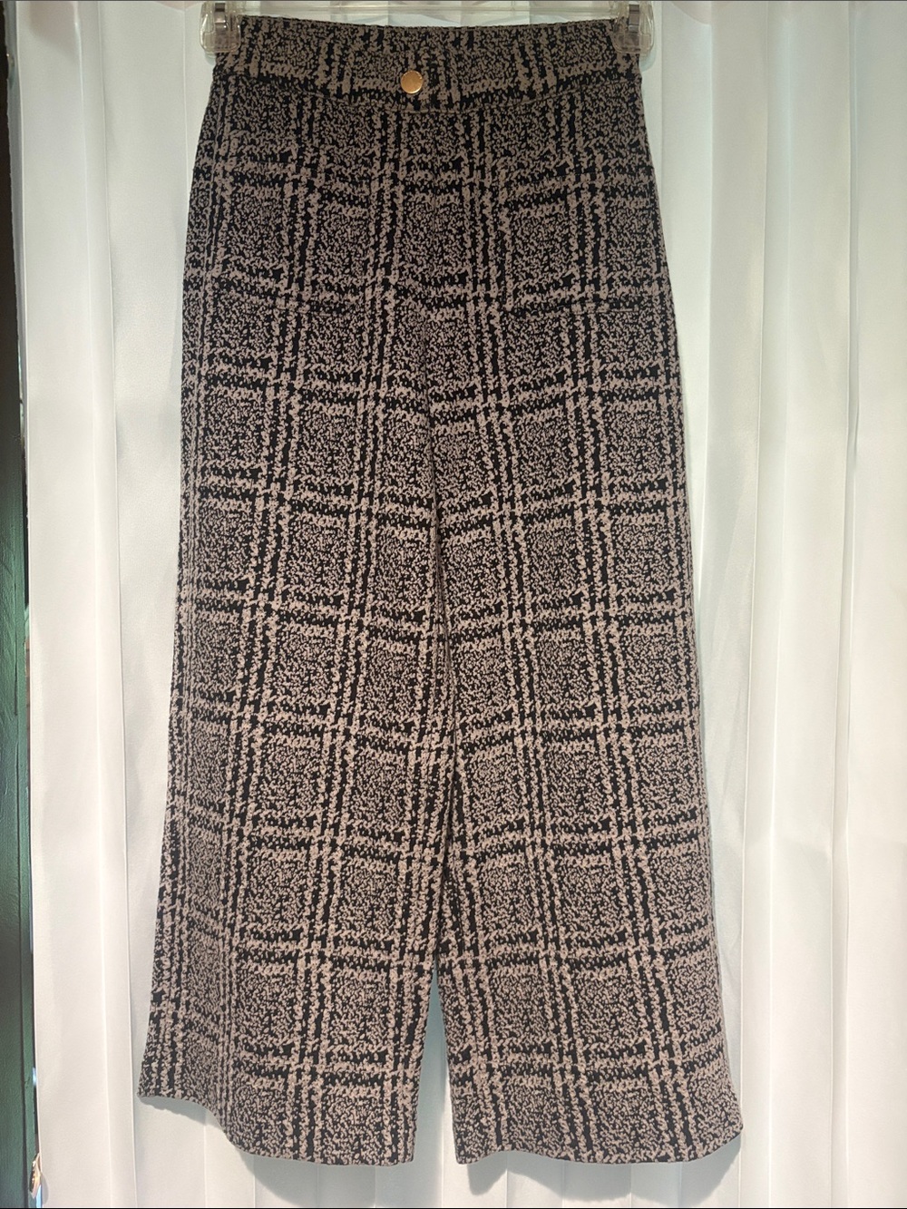 MICHAEL Michael Kors Black White Abstract Plaid Knit Stretch Pants XS/TP